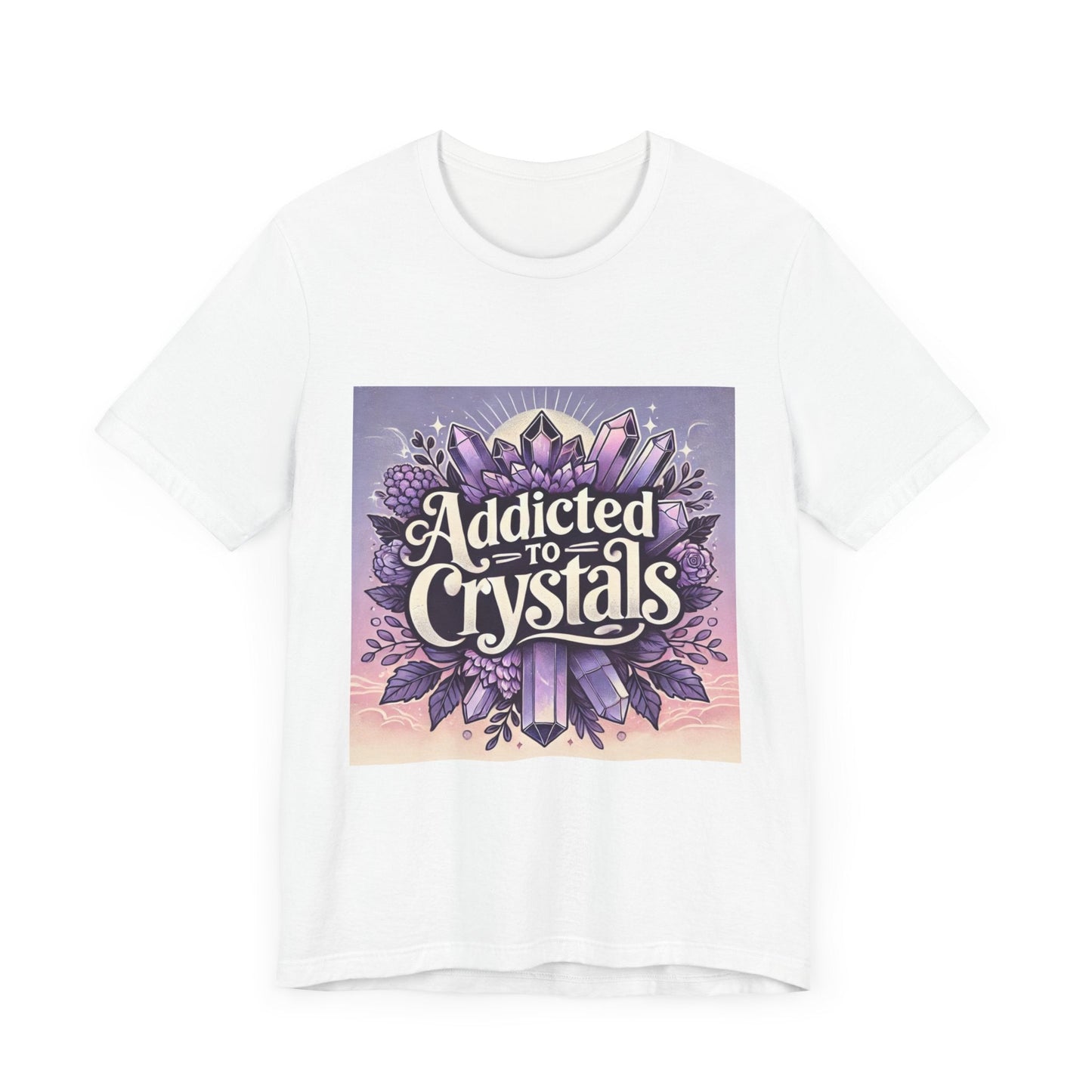 Crystal Lover T-Shirt, Gemstone Addiction Tee, Unisex Crystal Shirt, Boho Crystal Top, Crystal Energy Apparel - Resonating Crystal Creations