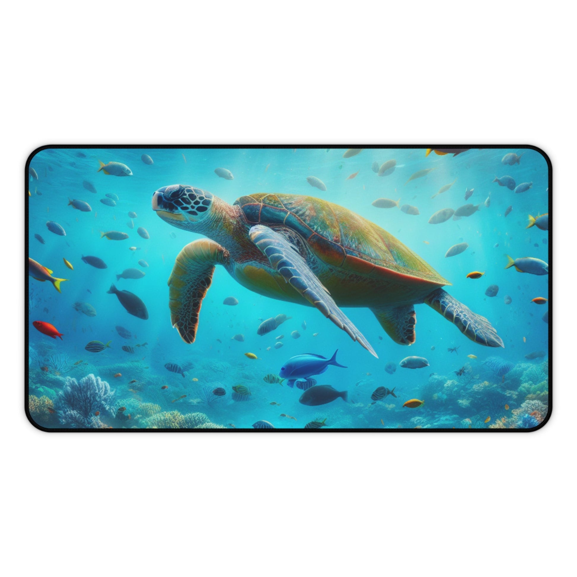 Desk Mat, Sea Turtle Design - Ocean Lover Work Desk Protector, Mouse Pad, Extra Large Mat, Office Decor, Gift for Marine Biologist - Resonating Crystal Creations