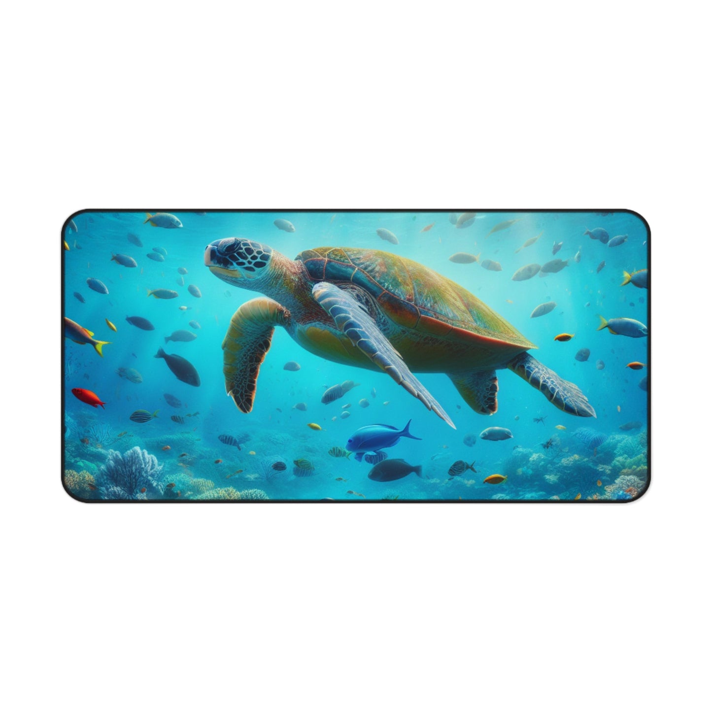 Desk Mat, Sea Turtle Design - Ocean Lover Work Desk Protector, Mouse Pad, Extra Large Mat, Office Decor, Gift for Marine Biologist - Resonating Crystal Creations