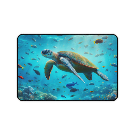 Desk Mat, Sea Turtle Design - Ocean Lover Work Desk Protector, Mouse Pad, Extra Large Mat, Office Decor, Gift for Marine Biologist - Resonating Crystal Creations