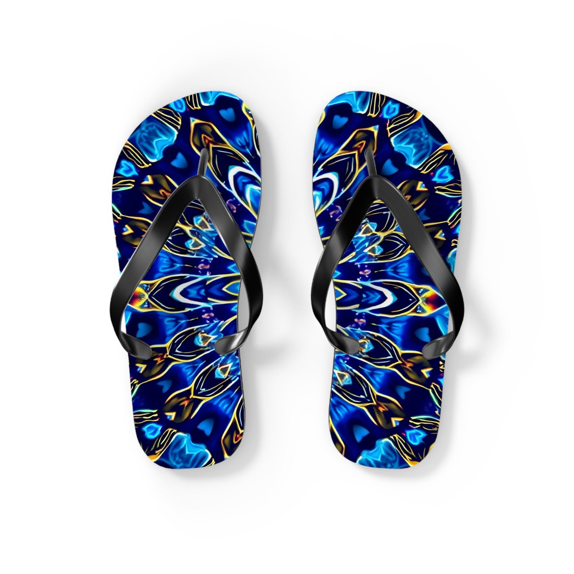 Flip Flops - Blue Mandala Design - Resonating Crystal Creations