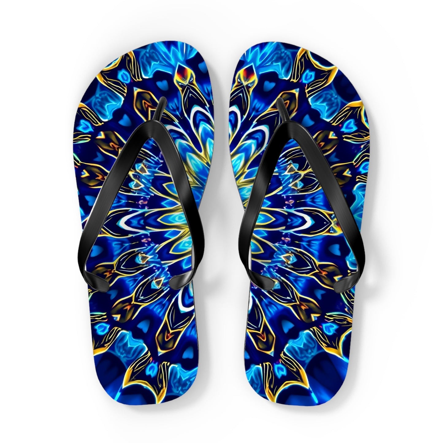 Flip Flops - Blue Mandala Design - Resonating Crystal Creations