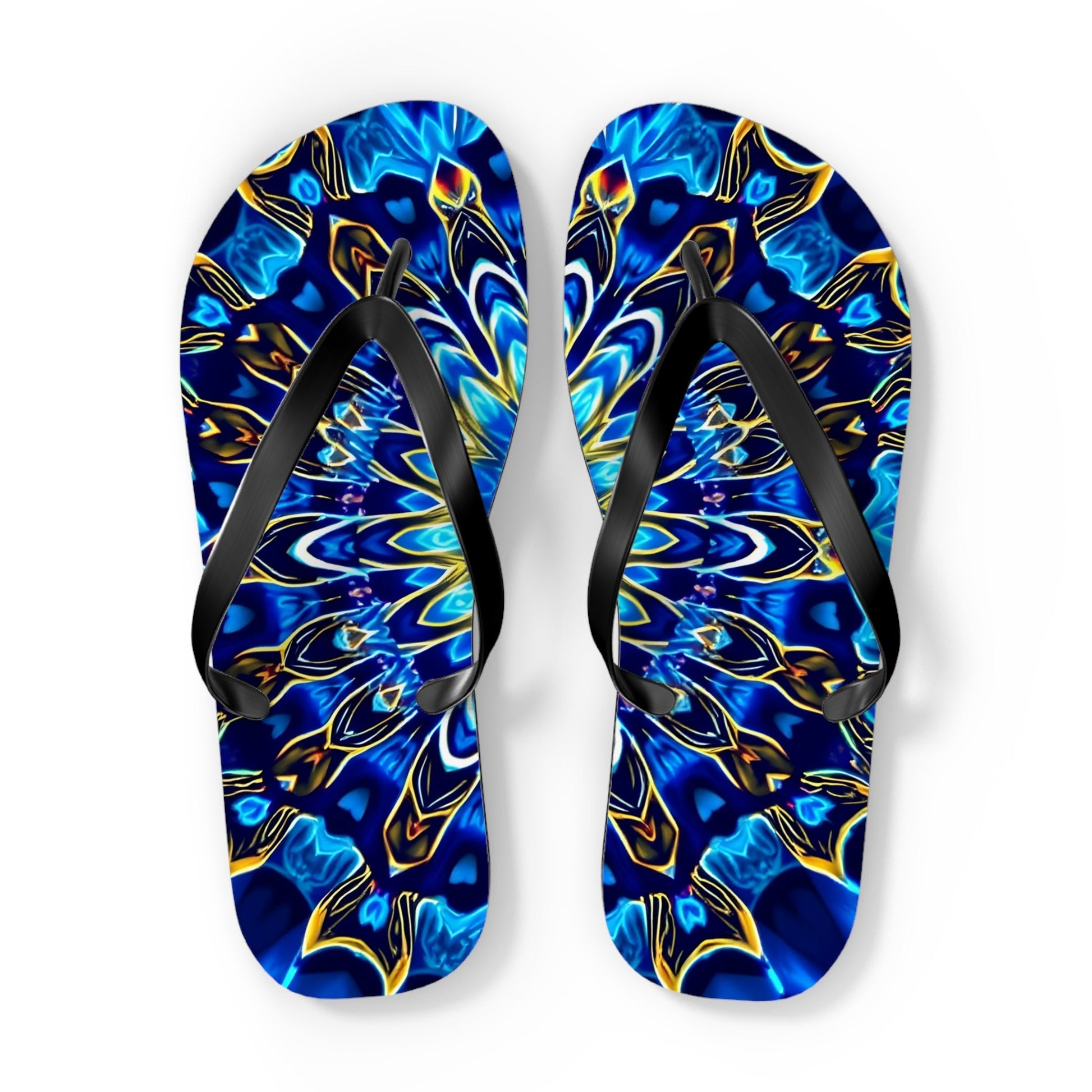 Flip Flops - Blue Mandala Design - Resonating Crystal Creations