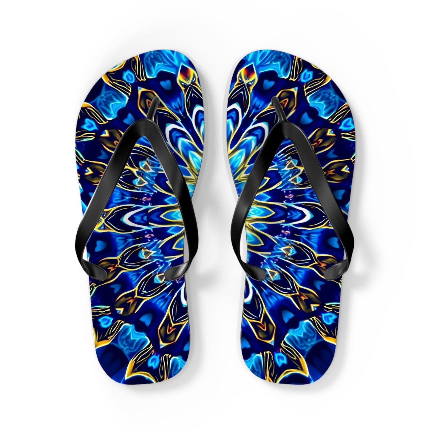 Flip Flops - Blue Mandala Design - Resonating Crystal Creations