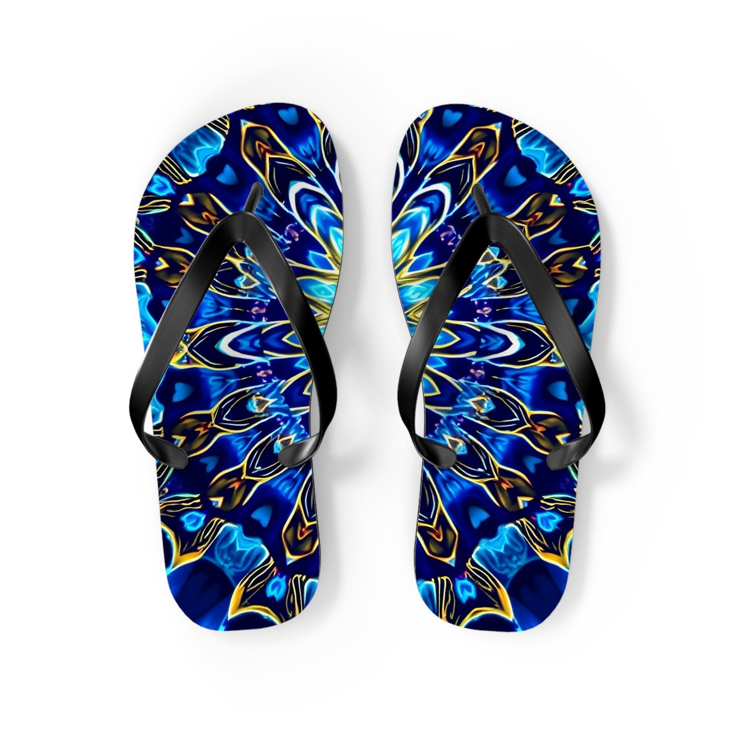 Flip Flops - Blue Mandala Design - Resonating Crystal Creations