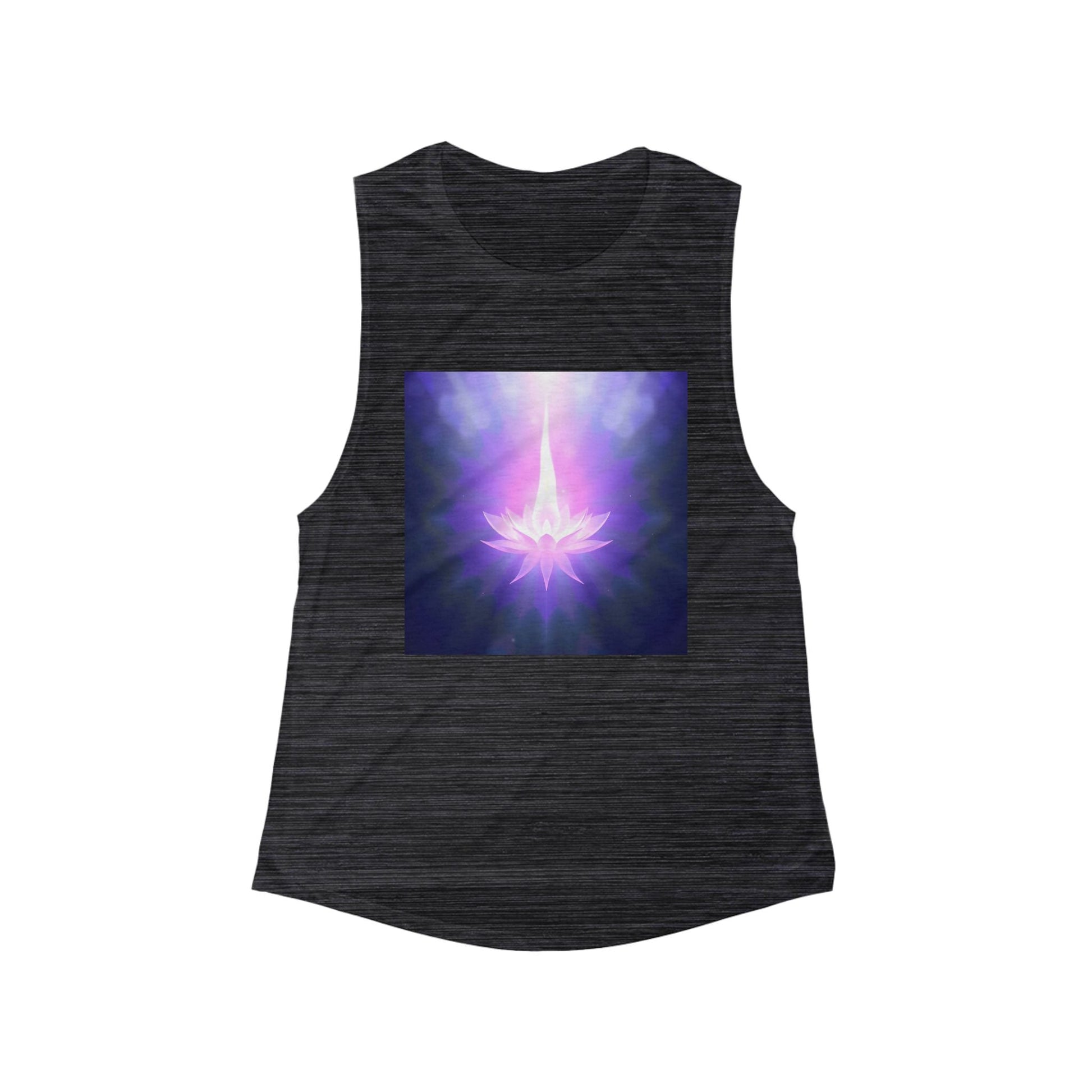 Flowy Tank Top, Violet Flame Healing Energy Shirt, Spiritual Muscle Tee, Reiki Energy Top, Women's Yoga Tank, Meditation Shirt - Resonating Crystal Creations