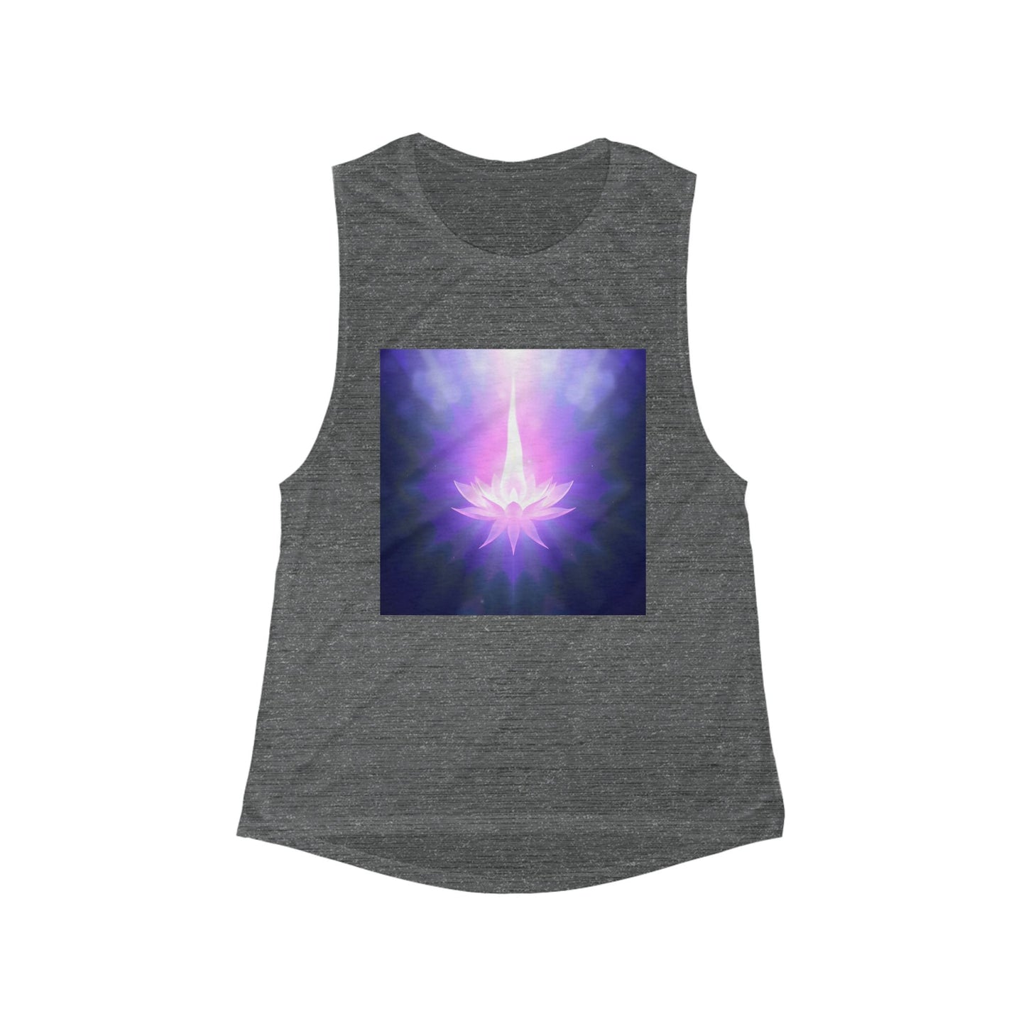 Flowy Tank Top, Violet Flame Healing Energy Shirt, Spiritual Muscle Tee, Reiki Energy Top, Women's Yoga Tank, Meditation Shirt - Resonating Crystal Creations