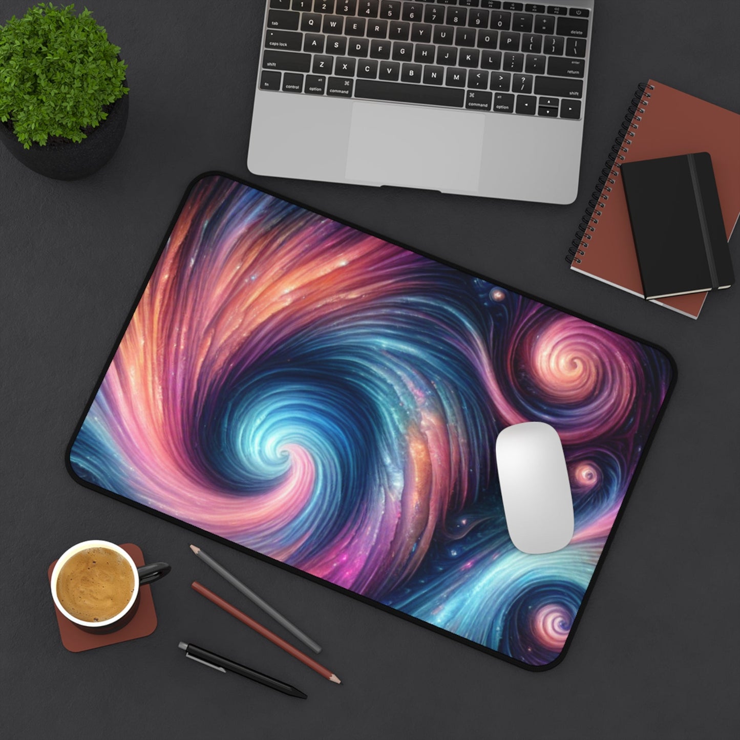 Galactic Swirl Desk Mat, Celestial Mouse Pad, Space Office Accessories, Cosmic Desk Decor, Starry Desk Blotter - Resonating Crystal Creations