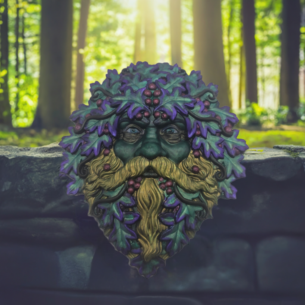 Greenman with Green and Purple Leaves