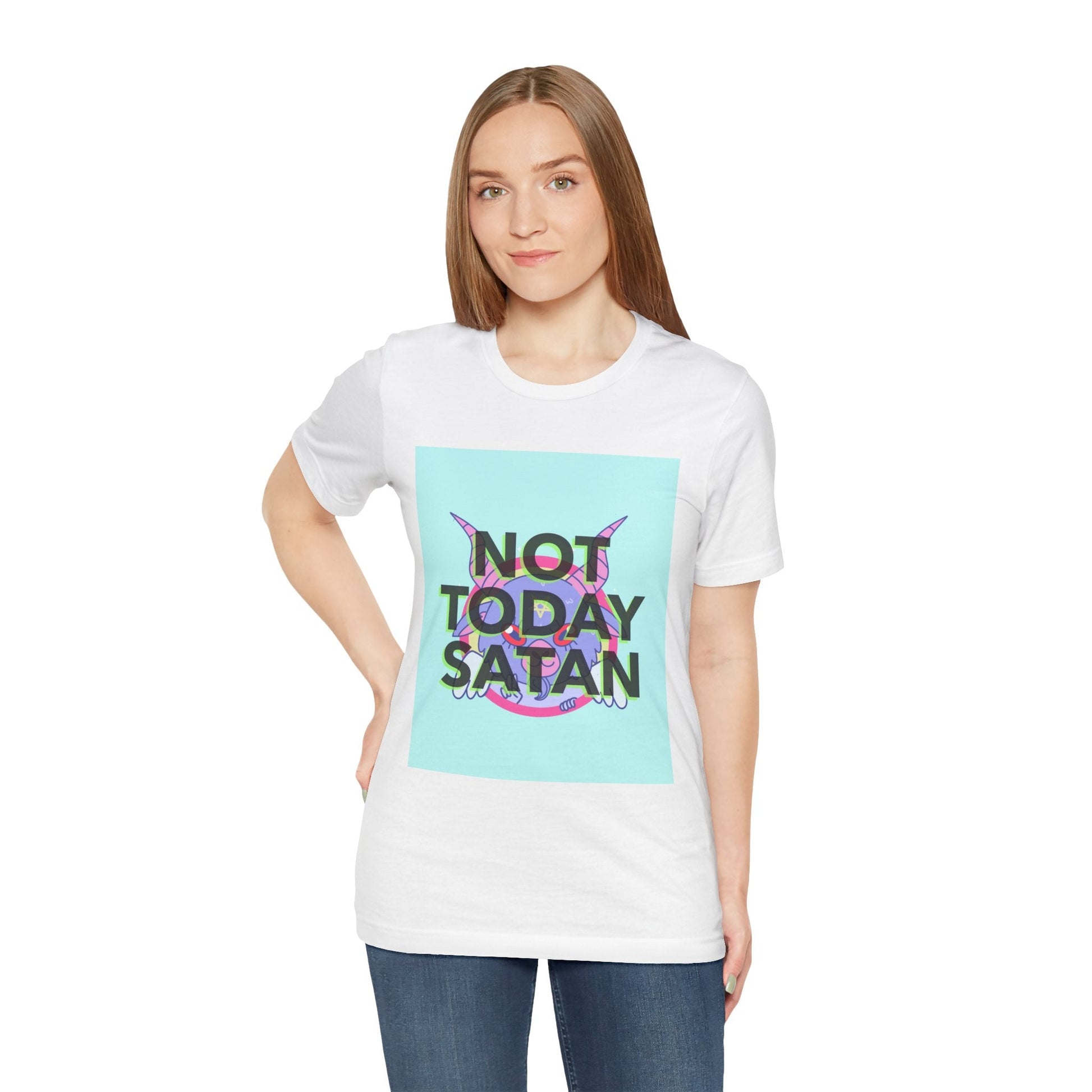 Graphic Tee Shirt, Not Today Satan Quote Shirt, Unisex Jersey Top, Funny Short Sleeve Tee for Men and Women, Sarcastic T-shirt, Religious - Resonating Crystal Creations