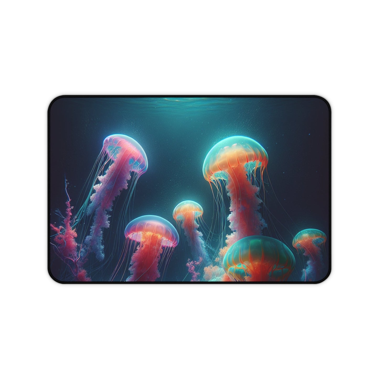 Jellyfish Desk Mat, Ocean Theme Mouse Pad, Sea Life Work Desk Accessory, Underwater Office Decor, Marine Creature Desk Blotter - Resonating Crystal Creations