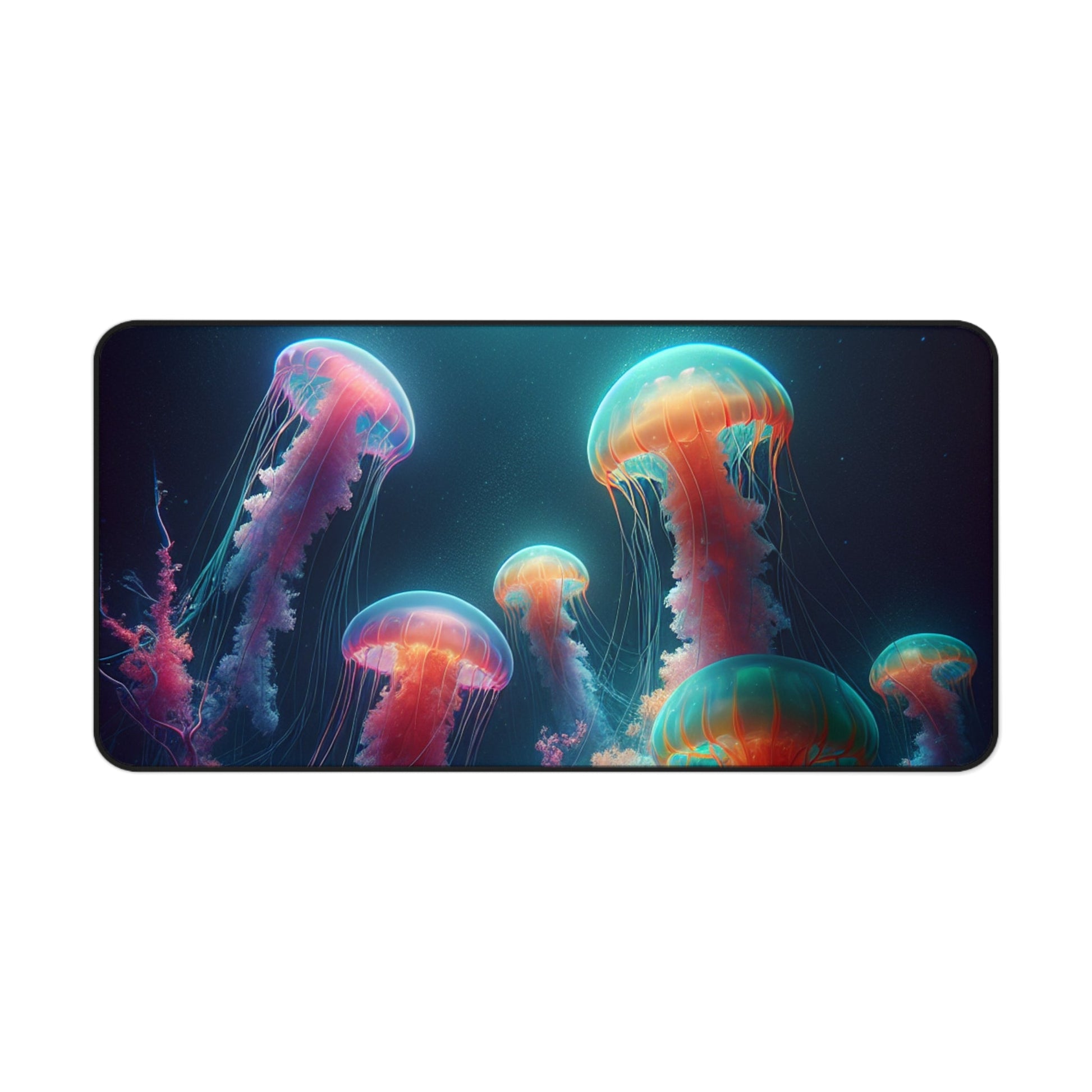 Jellyfish Desk Mat, Ocean Theme Mouse Pad, Sea Life Work Desk Accessory, Underwater Office Decor, Marine Creature Desk Blotter - Resonating Crystal Creations