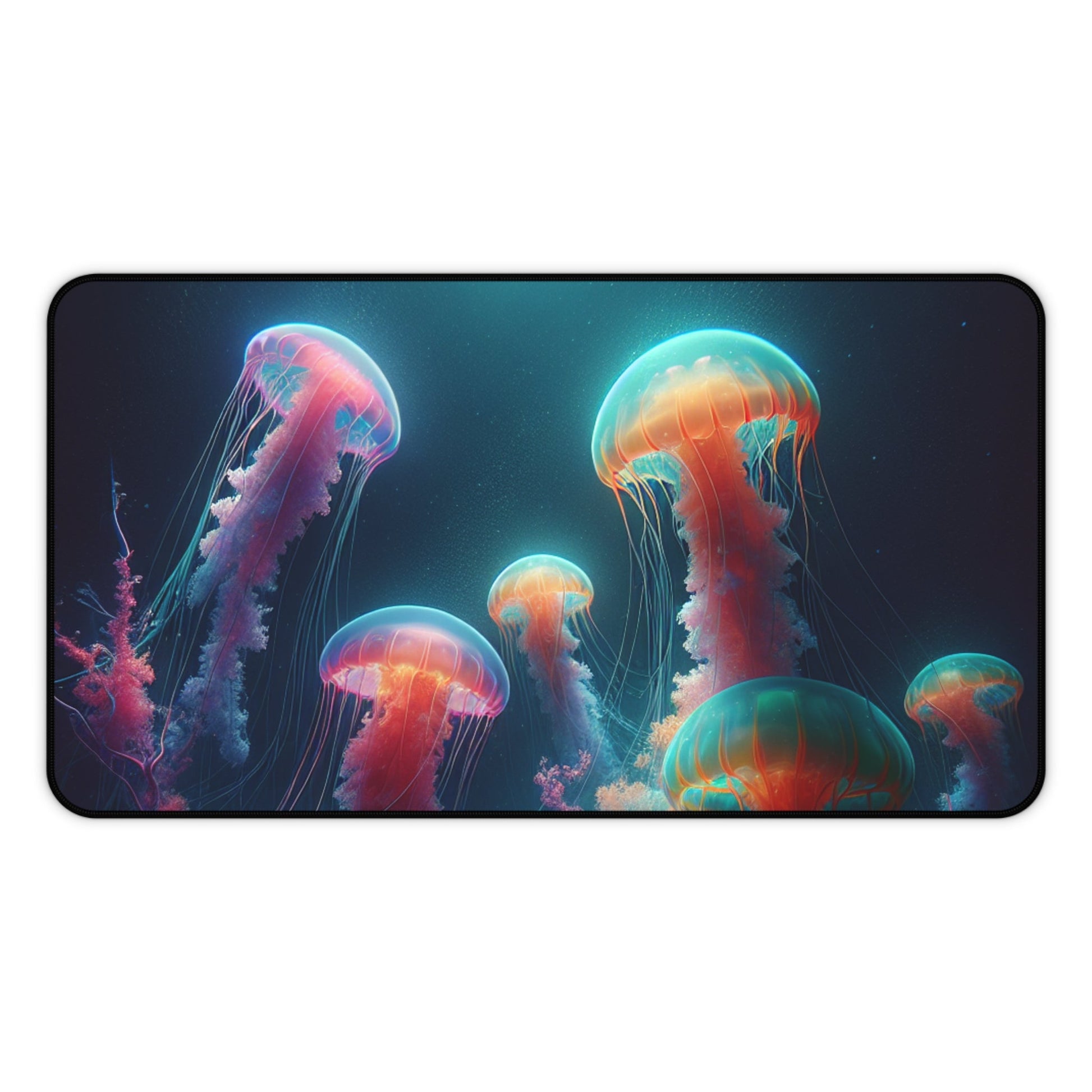 Jellyfish Desk Mat, Ocean Theme Mouse Pad, Sea Life Work Desk Accessory, Underwater Office Decor, Marine Creature Desk Blotter - Resonating Crystal Creations