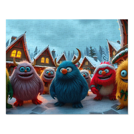 Jigsaw Puzzle - Cute Monsters in Christmas Village - Resonating Crystal Creations