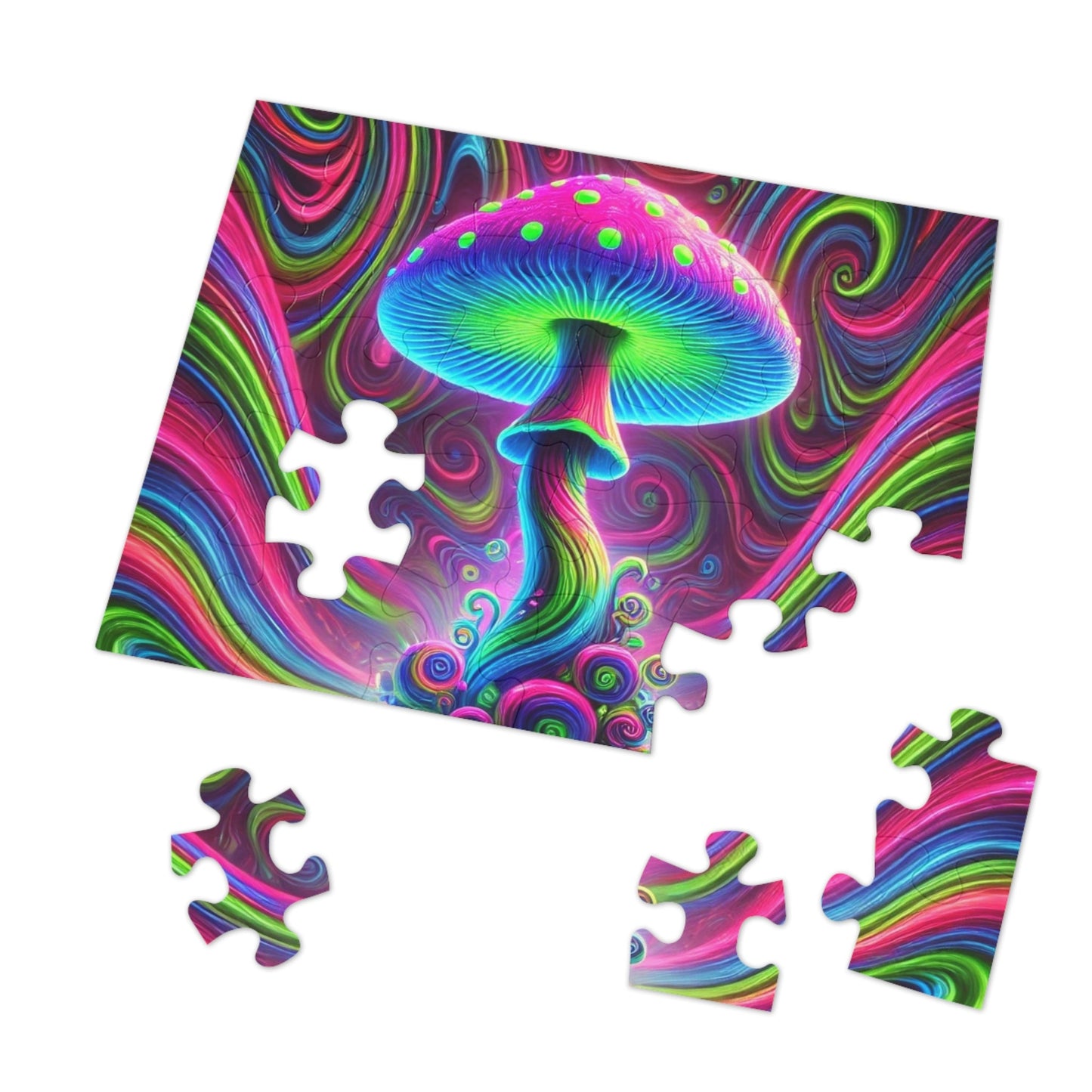 Jigsaw Puzzle - Psychedelic Mushroom Design - Resonating Crystal Creations