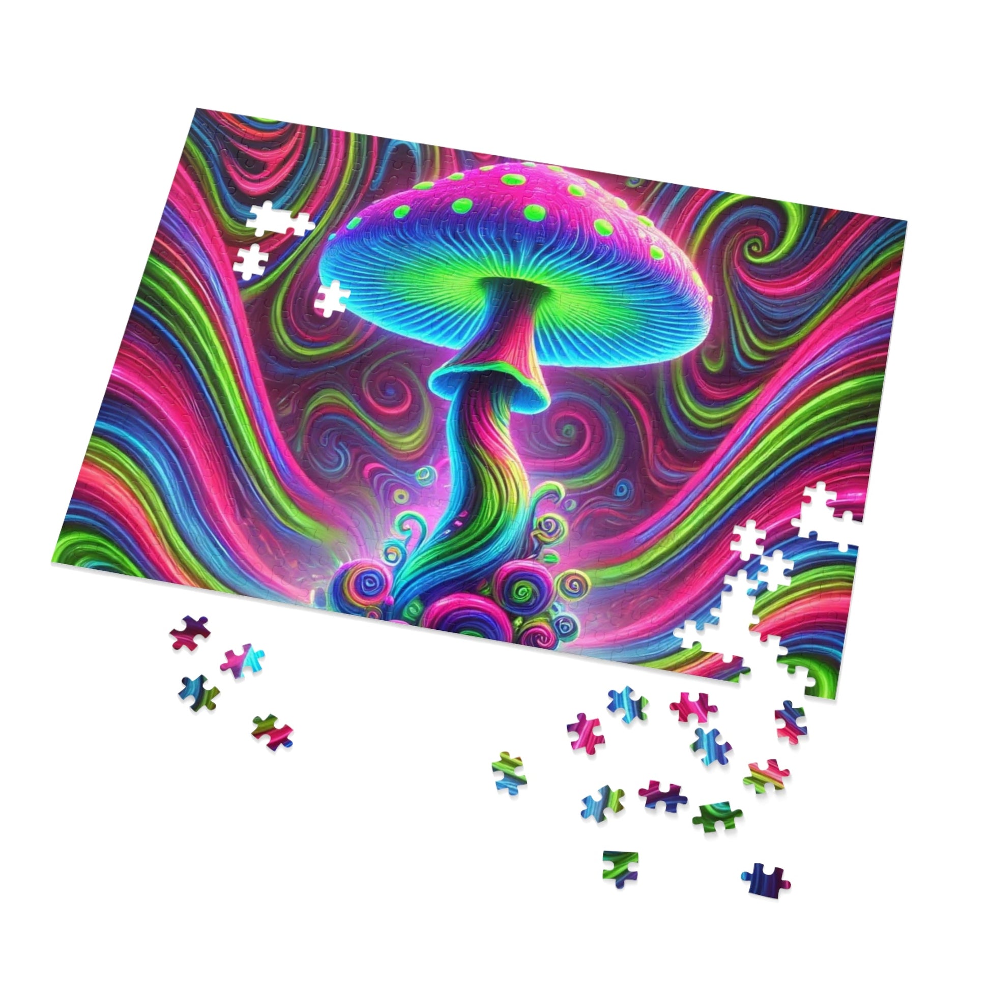 Jigsaw Puzzle - Psychedelic Mushroom Design - Resonating Crystal Creations