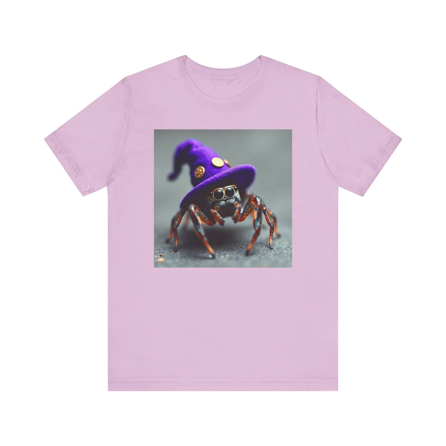 Jumping Spider in Purple Wizard Hat T-Shirt - Resonating Crystal Creations