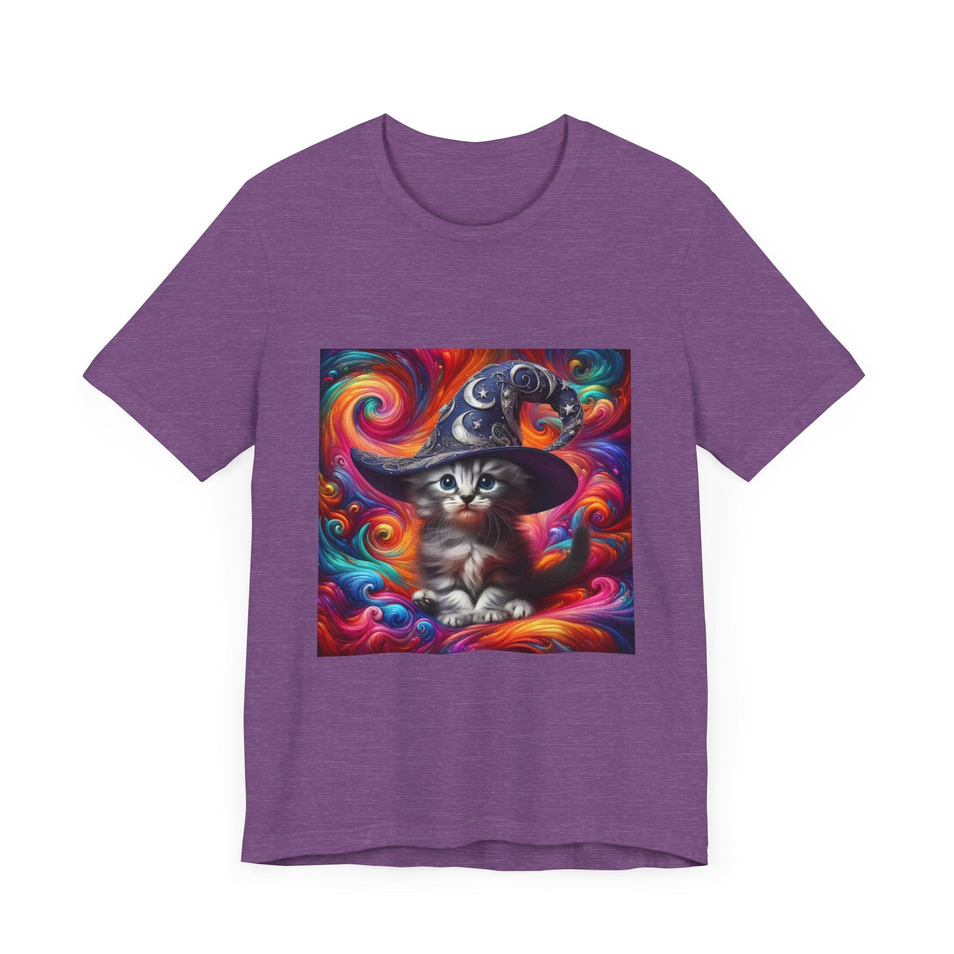 Kitten Wizard Tee, Cat Lover Gift, Colorful Graphic Shirt, Magical Kitten Top, Fantasy Cat T-Shirt, Unisex Jersey Short Sleeve Tee - Resonating Crystal Creations