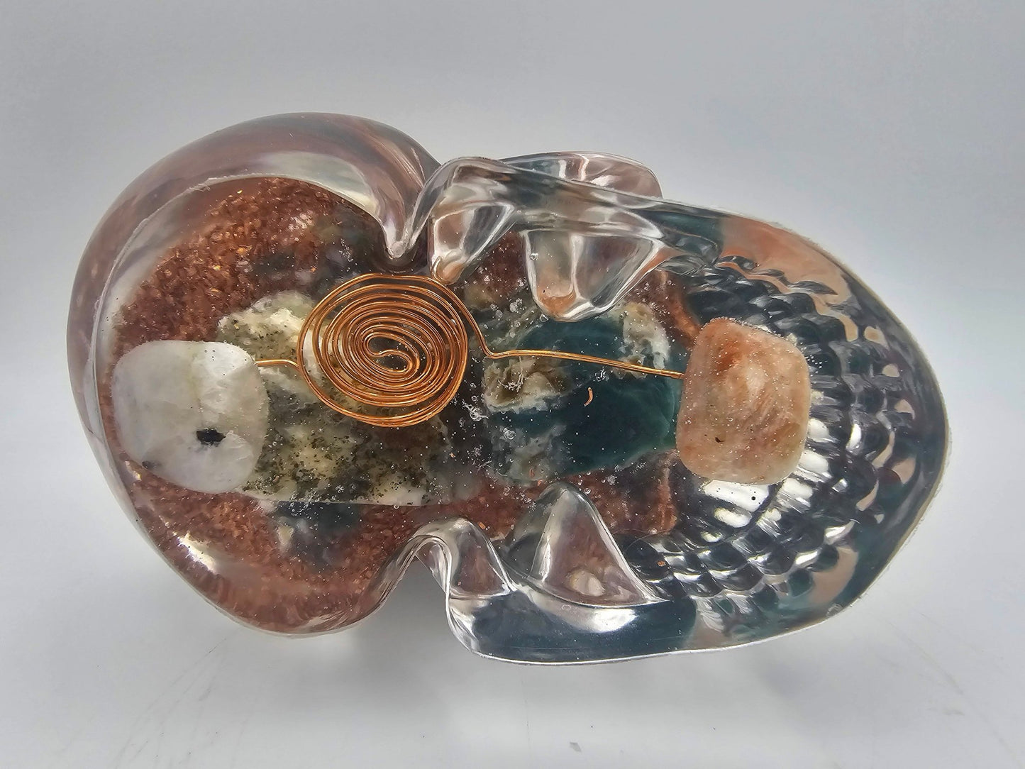 Large Handmade Resin Orgone Skull - Resonating Crystal Creations