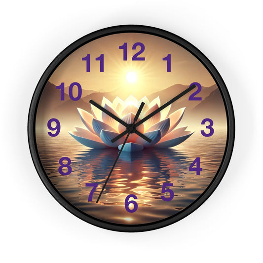 Lotus Flower Sunrise Wall Clock - Resonating Crystal Creations