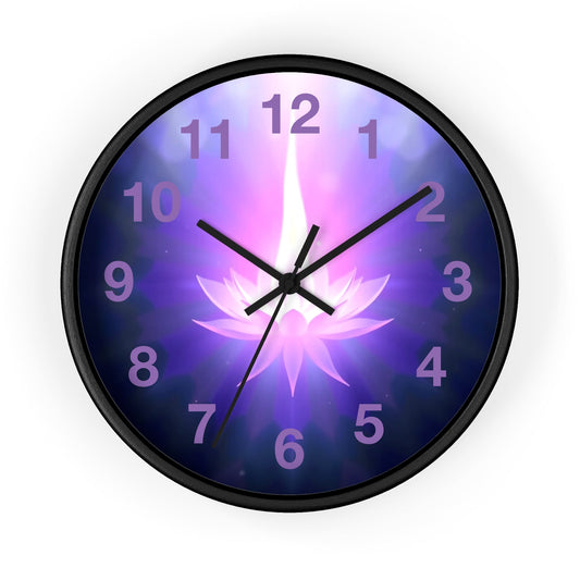 Lotus Flower Violet Flame Wall Clock - Resonating Crystal Creations