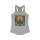 Meditating Frog Women's Tank Top, Yoga Racerback Shirt, Lotus Leaf Design, Zen Sleeveless Tee, Meditation Clothing - Resonating Crystal Creations