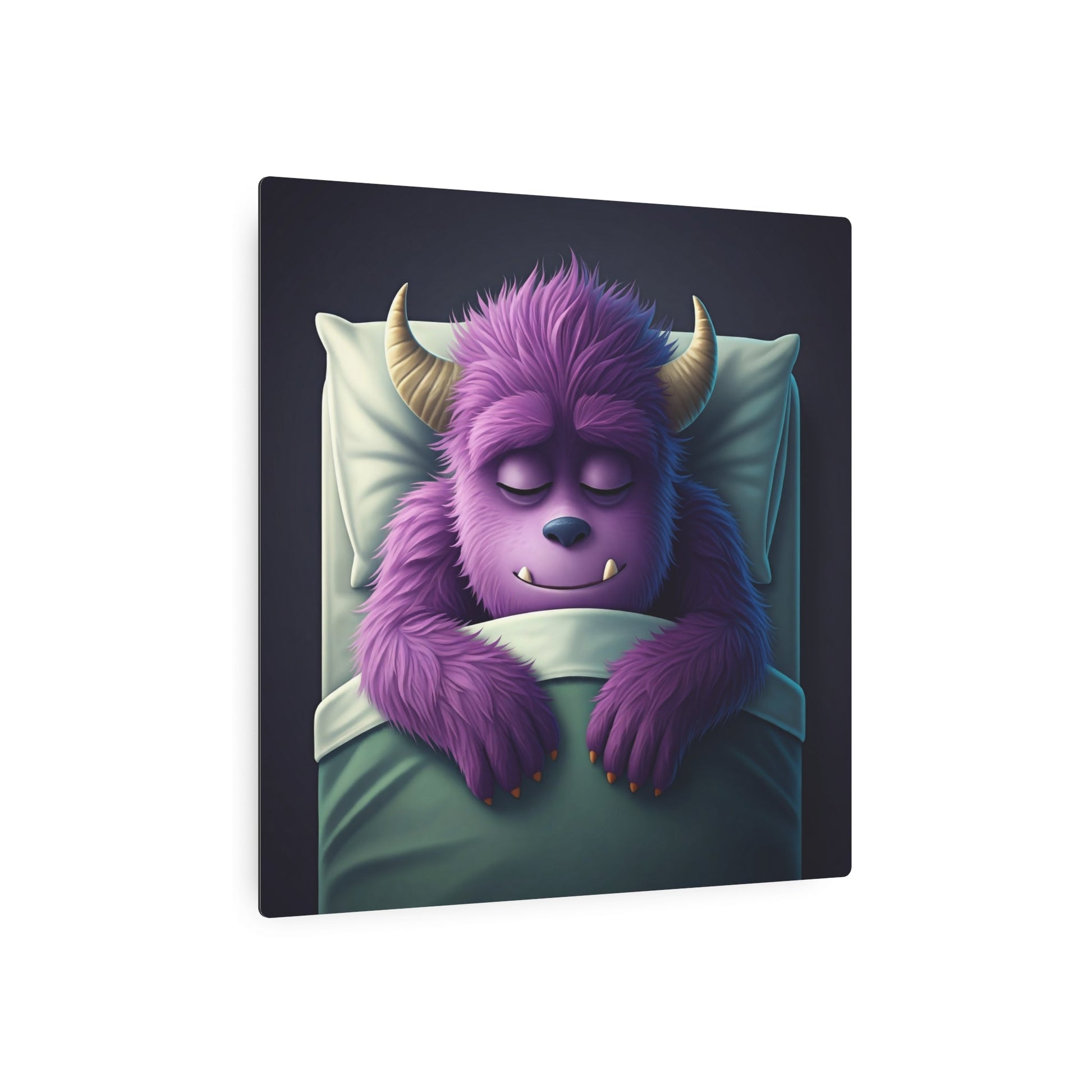 Metal Art Sign - Purple Sleeping Monster Decor - Resonating Crystal Creations