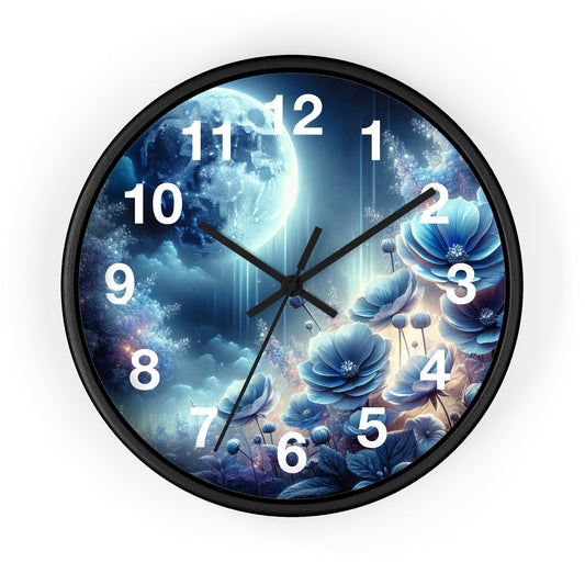 Moon Flowers Wall Clock - Resonating Crystal Creations