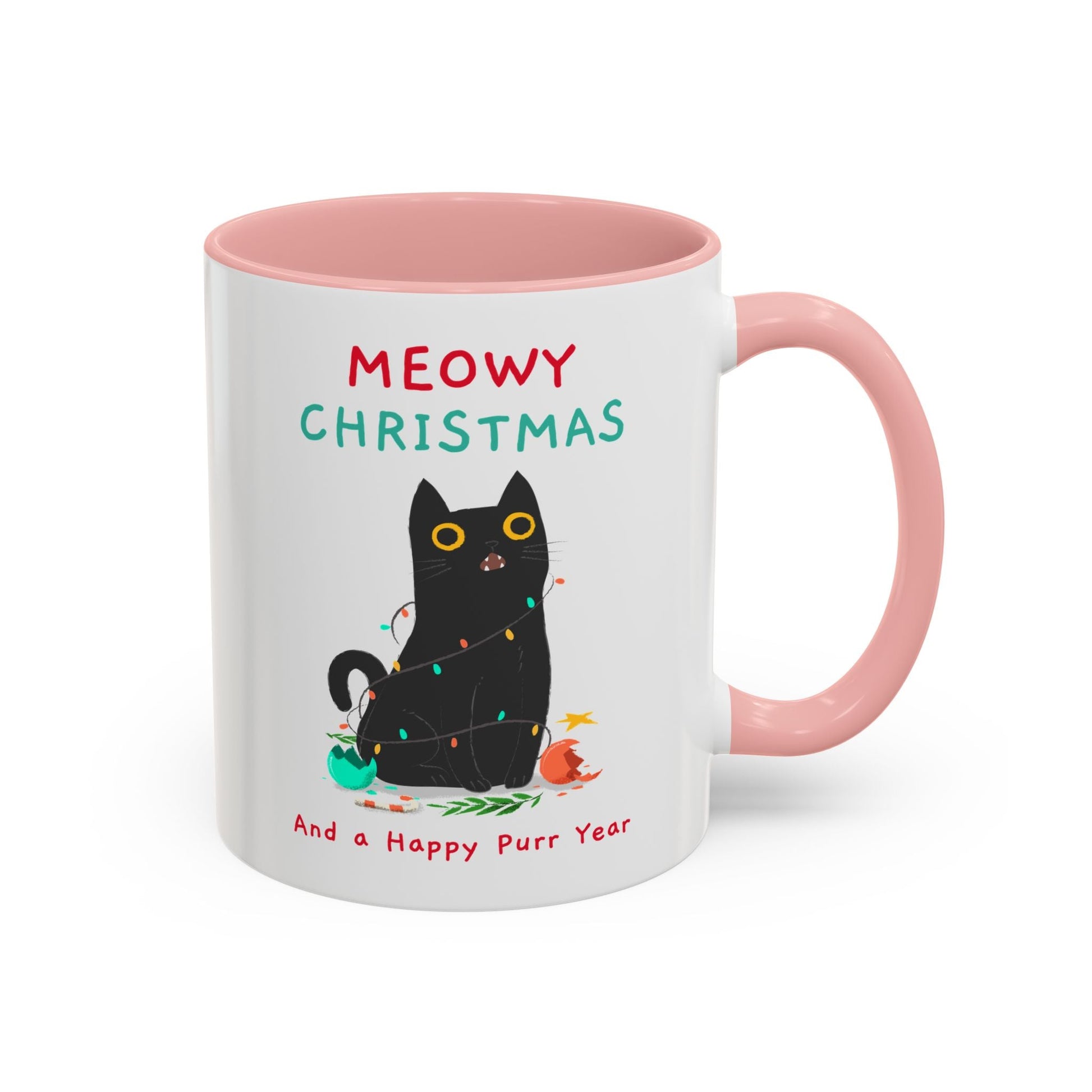 Mug - Meowy Christmas Holiday Accent Coffee Mug (11, 15oz) - Resonating Crystal Creations