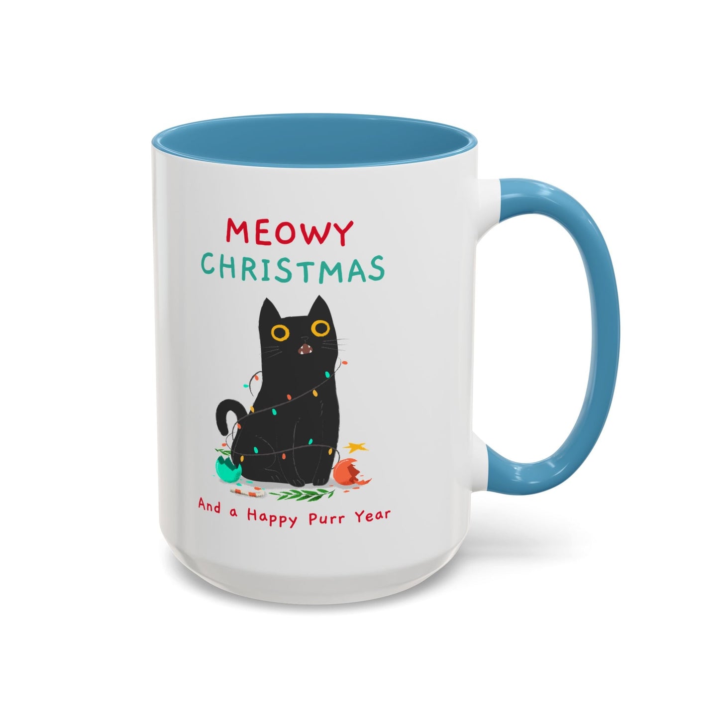 Mug - Meowy Christmas Holiday Accent Coffee Mug (11, 15oz) - Resonating Crystal Creations