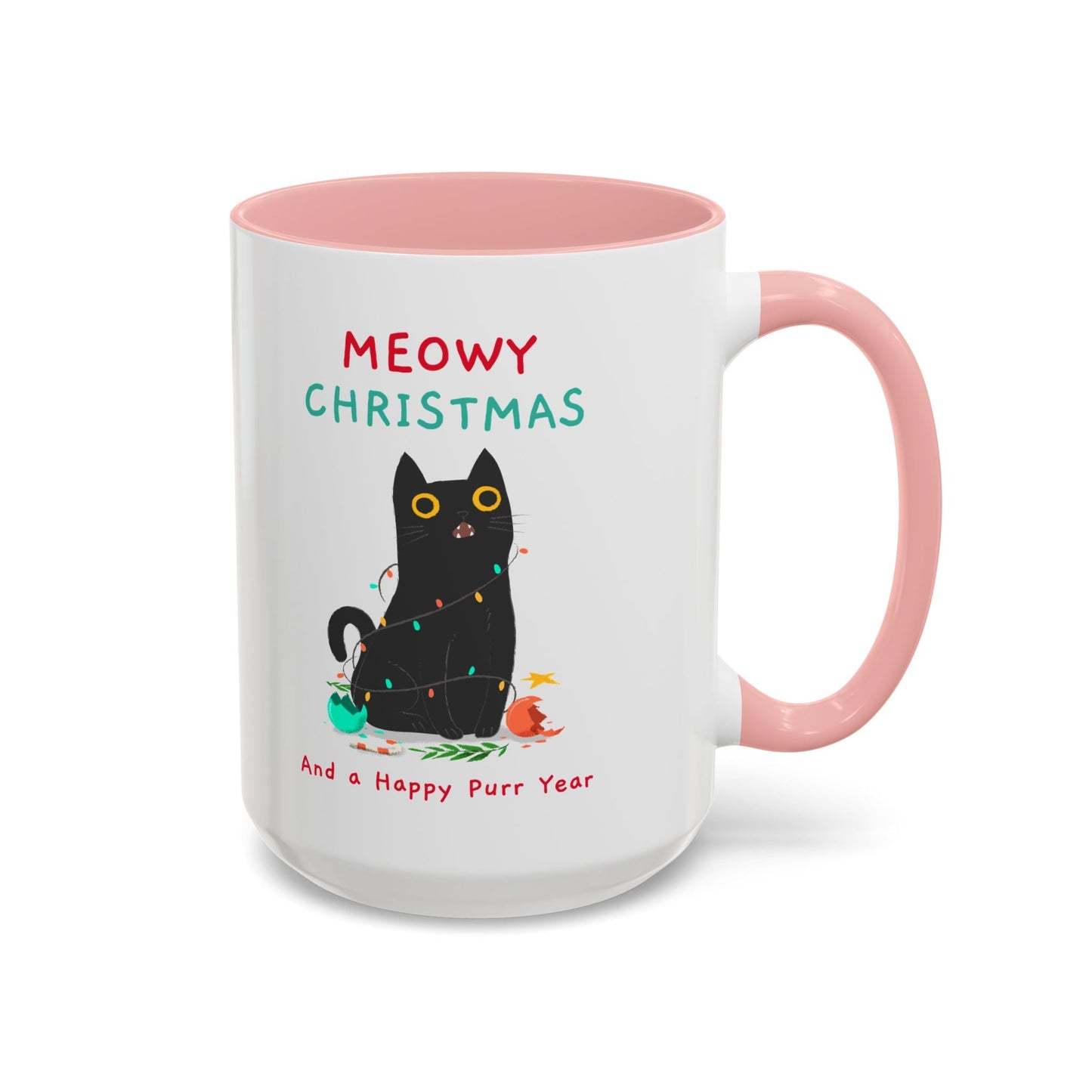 Mug - Meowy Christmas Holiday Accent Coffee Mug (11, 15oz) - Resonating Crystal Creations