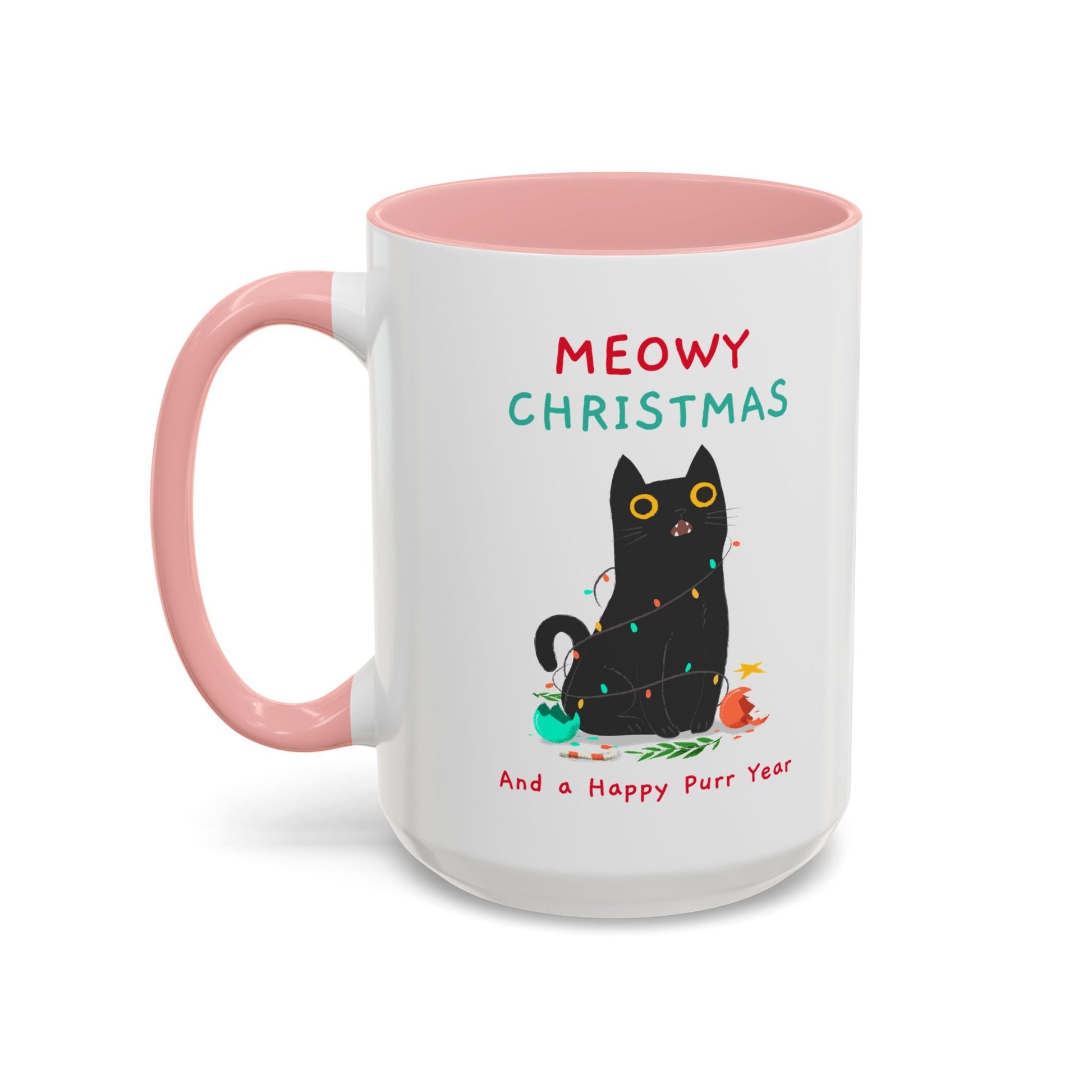 Mug - Meowy Christmas Holiday Accent Coffee Mug (11, 15oz) - Resonating Crystal Creations