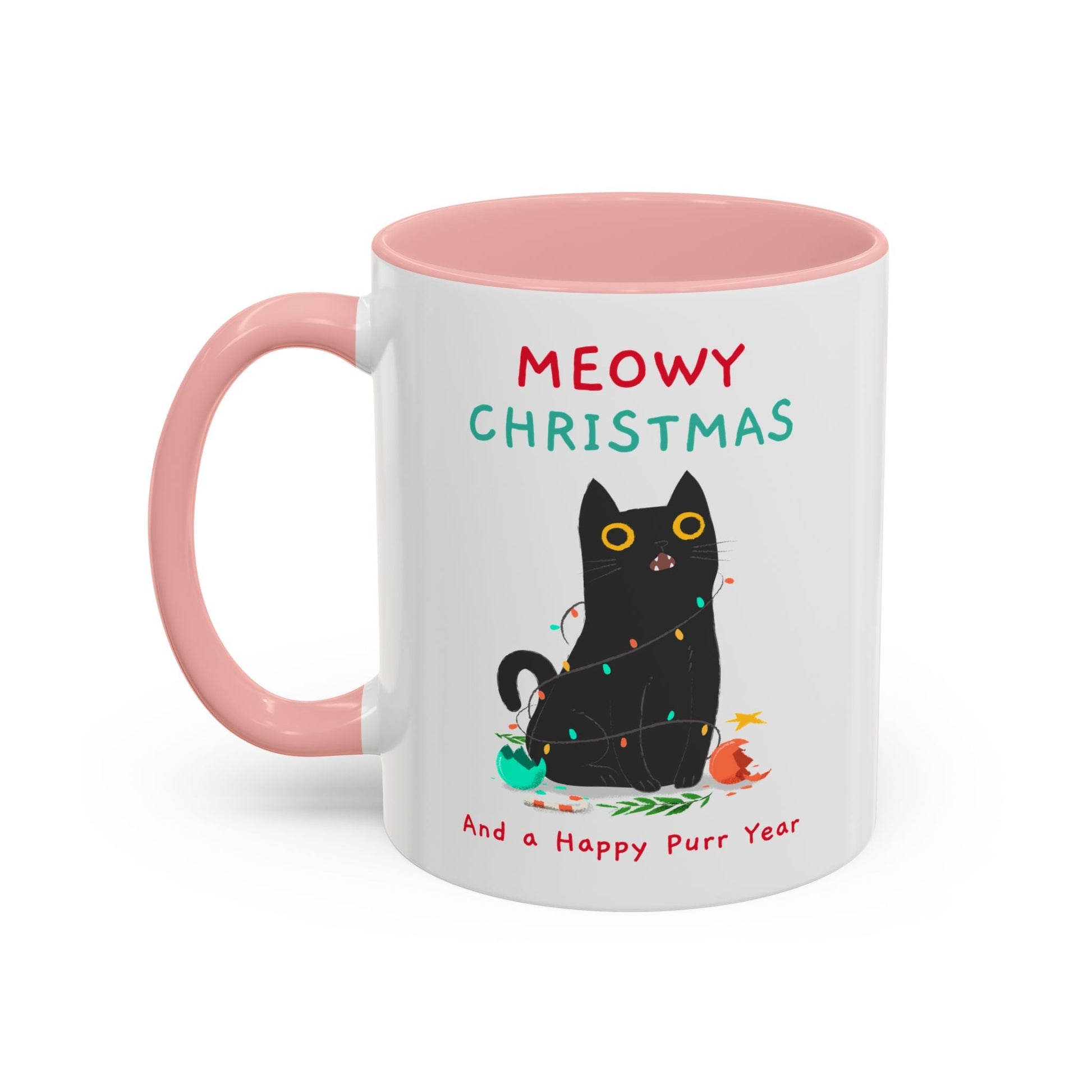 Mug - Meowy Christmas Holiday Accent Coffee Mug (11, 15oz) - Resonating Crystal Creations