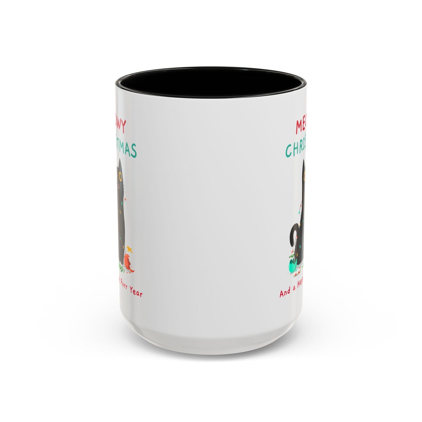 Mug - Meowy Christmas Holiday Accent Coffee Mug (11, 15oz) - Resonating Crystal Creations