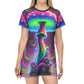 Mushroom T-Shirt Dress with Psychedelic Design - Resonating Crystal Creations