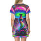 Mushroom T-Shirt Dress with Psychedelic Design - Resonating Crystal Creations