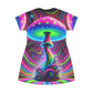 Mushroom T-Shirt Dress with Psychedelic Design - Resonating Crystal Creations