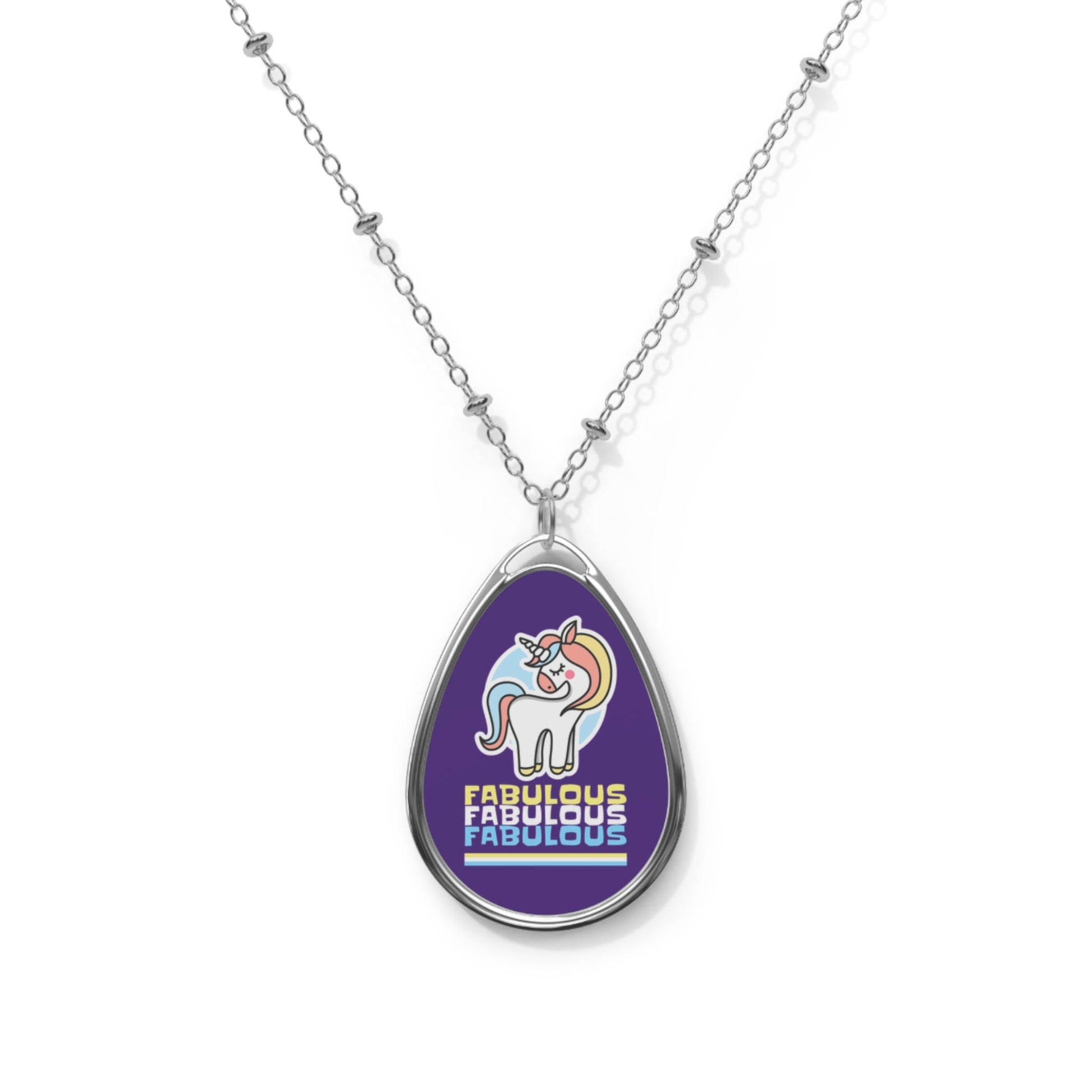 Necklace - Fabulous Unicorn Oval Pendant - Resonating Crystal Creations