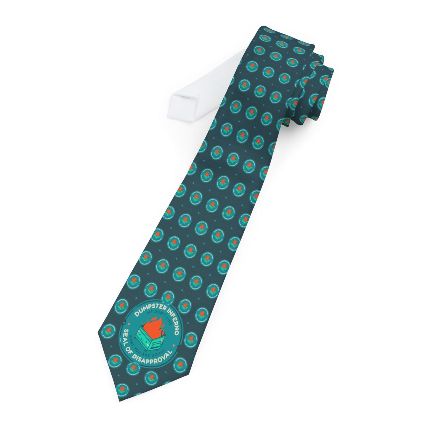 Necktie, Dumpster Inferno Seal of Disapproval Necktie, Funny Men's Necktie, Sarcastic Necktie, Unique Gift for Him, Novelty Tie, Office Wear - Resonating Crystal Creations