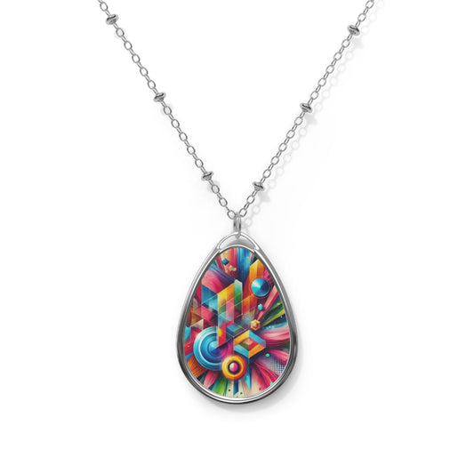 Oval Necklace Abstract Art Pendant - Resonating Crystal Creations