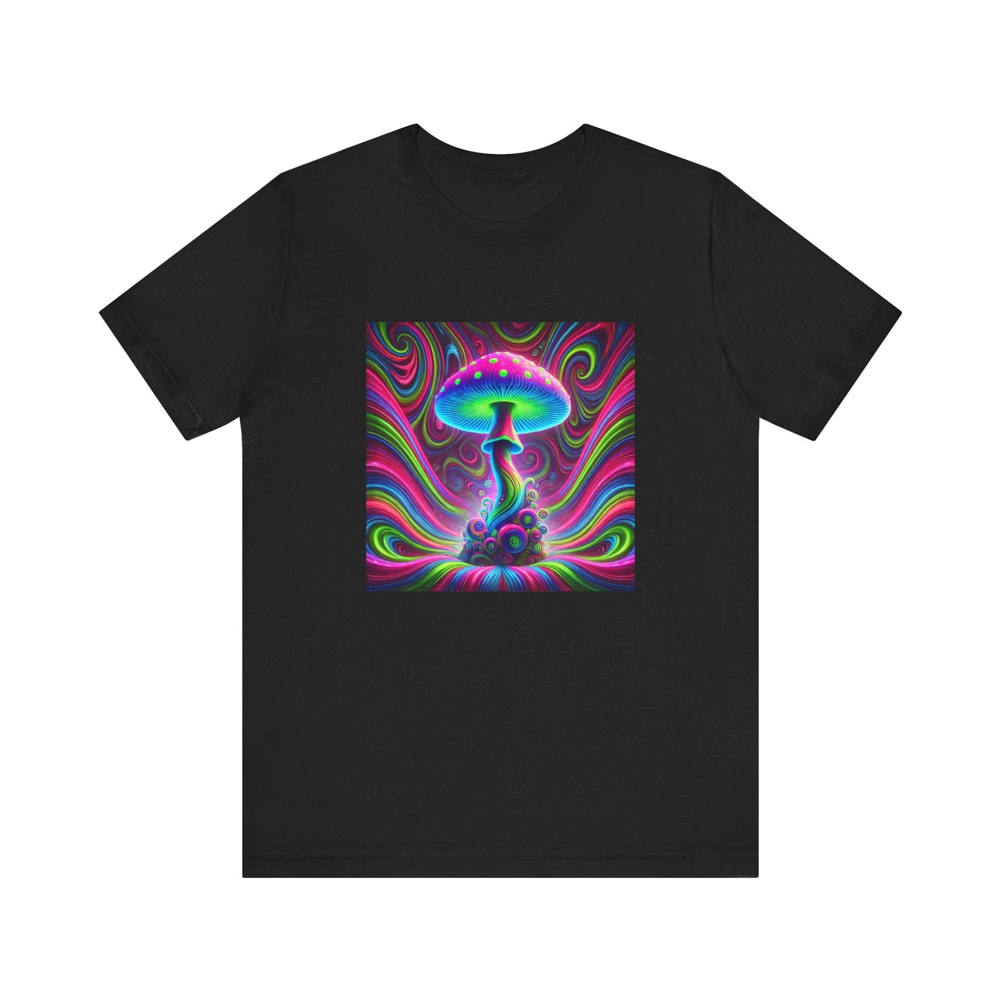 Psychedelic Neon Mushroom T-Shirt, Unisex Tee, Trippy Fungi Shirt, Colorful Psychedelic Top, Neon Mushroom Graphic Tee - Resonating Crystal Creations