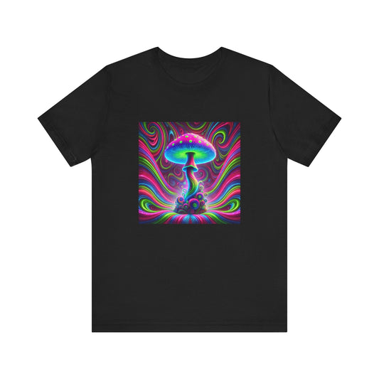 Psychedelic Neon Mushroom T-Shirt, Unisex Tee, Trippy Fungi Shirt, Colorful Psychedelic Top, Neon Mushroom Graphic Tee - Resonating Crystal Creations