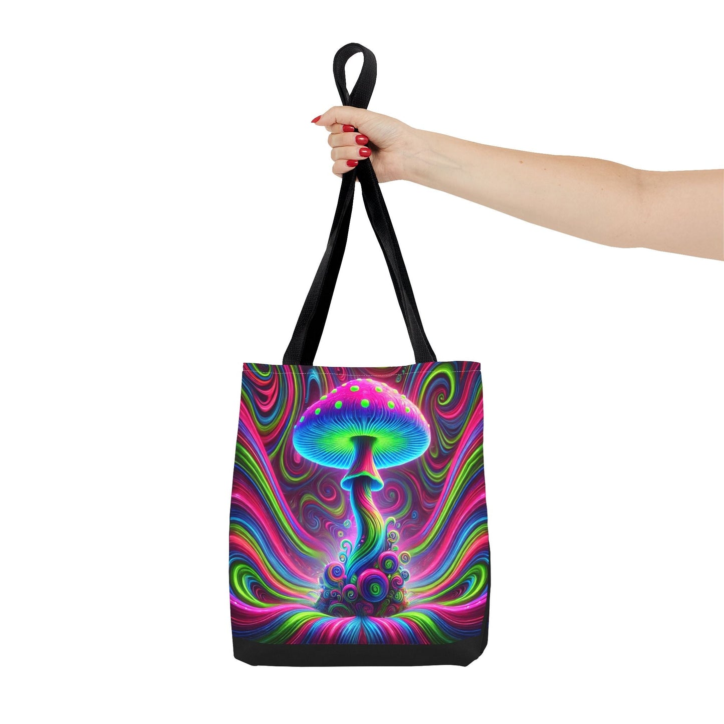 Psychedelic Trippy Mushroom Tote Bag - Colorful Hippie Fungi Carryall, Groovy Boho Shopping Bag, Unique Festival Purse, Whimsical Nature - Resonating Crystal Creations