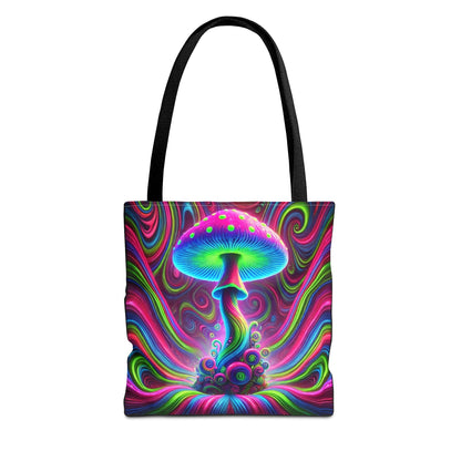 Psychedelic Trippy Mushroom Tote Bag - Colorful Hippie Fungi Carryall, Groovy Boho Shopping Bag, Unique Festival Purse, Whimsical Nature - Resonating Crystal Creations