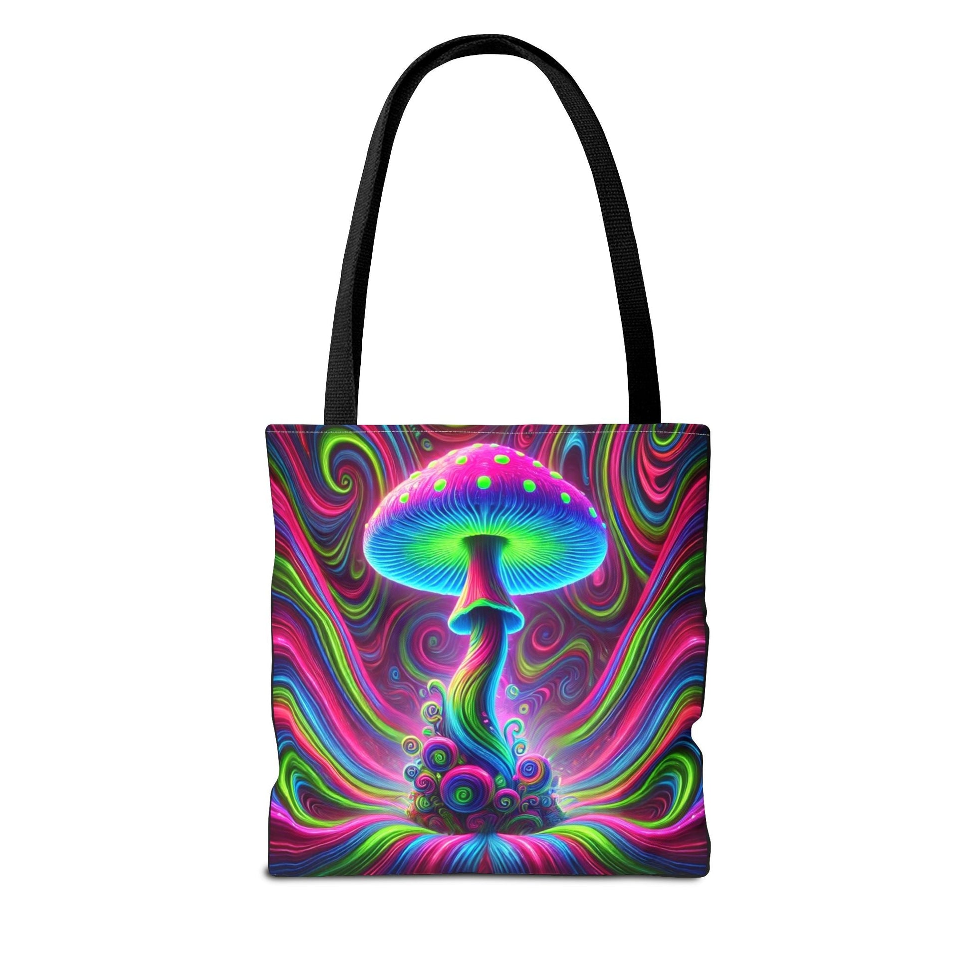 Psychedelic Trippy Mushroom Tote Bag - Colorful Hippie Fungi Carryall, Groovy Boho Shopping Bag, Unique Festival Purse, Whimsical Nature - Resonating Crystal Creations