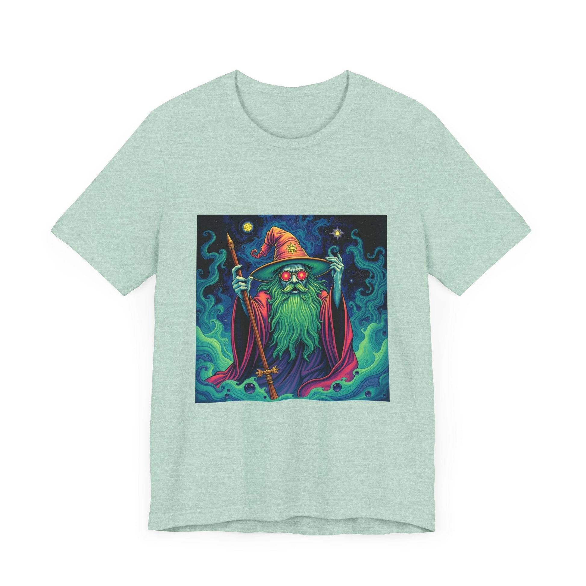 Psychedelic Wizard T-shirt, Unisex Tee, Hippie Graphic Shirt, Magical Fantasy Top, Trippy Graphic Tee - Resonating Crystal Creations