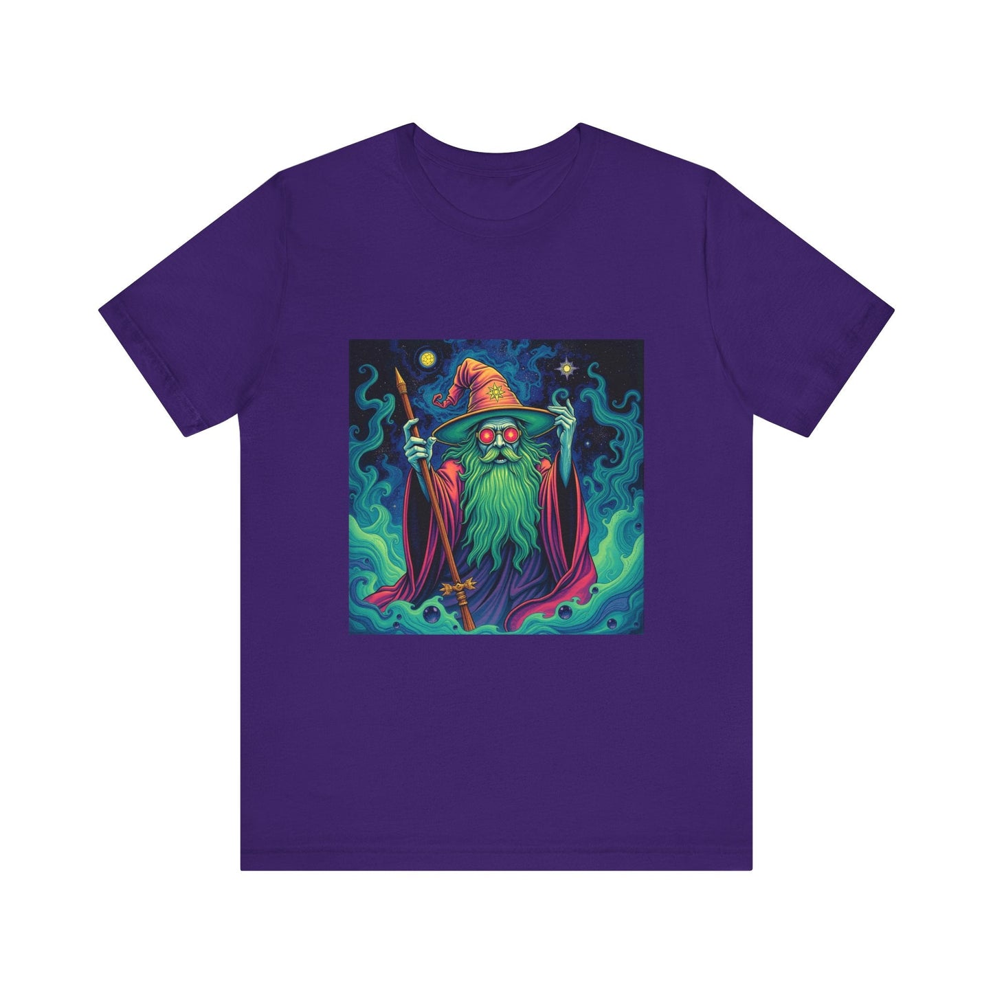 Psychedelic Wizard T-shirt, Unisex Tee, Hippie Graphic Shirt, Magical Fantasy Top, Trippy Graphic Tee - Resonating Crystal Creations