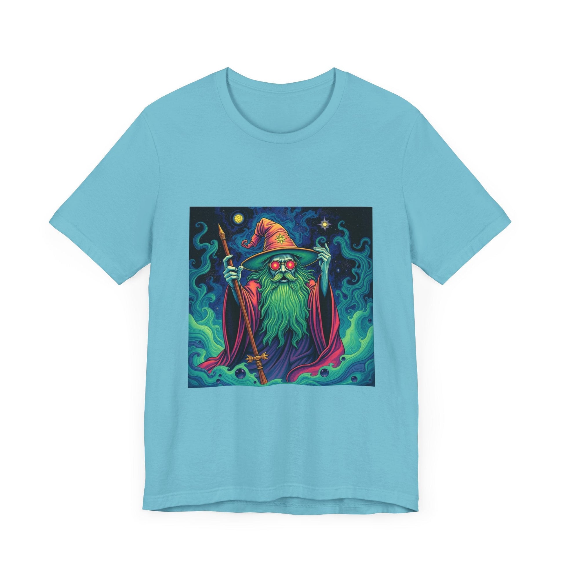 Psychedelic Wizard T-shirt, Unisex Tee, Hippie Graphic Shirt, Magical Fantasy Top, Trippy Graphic Tee - Resonating Crystal Creations