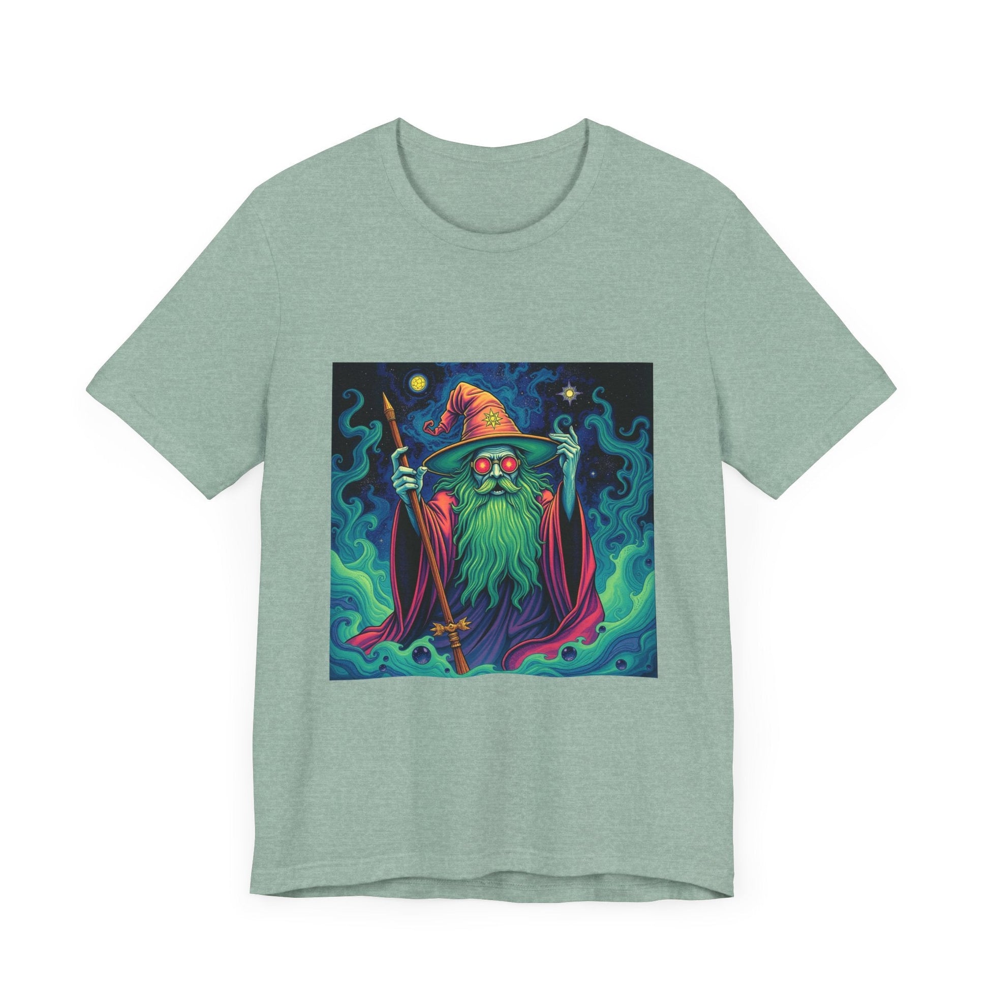 Psychedelic Wizard T-shirt, Unisex Tee, Hippie Graphic Shirt, Magical Fantasy Top, Trippy Graphic Tee - Resonating Crystal Creations