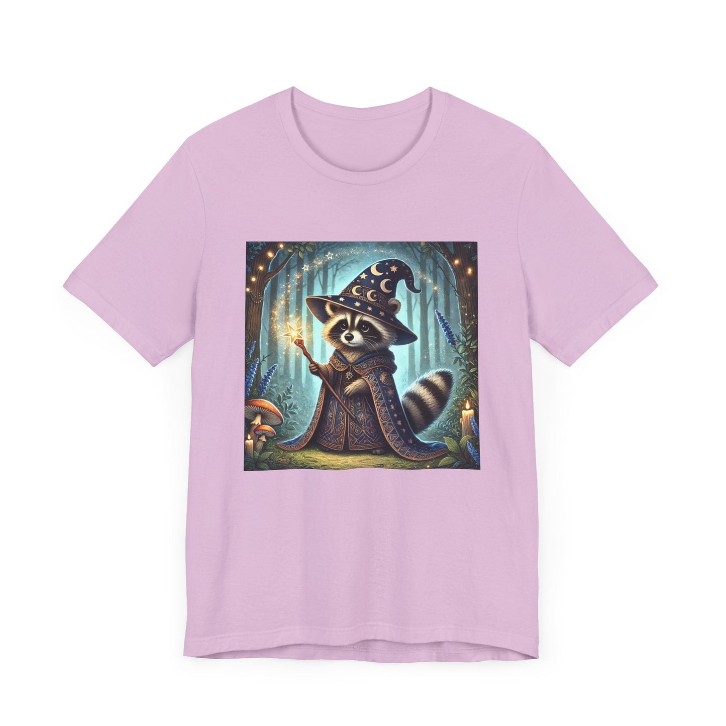 Raccoon Wizard T-Shirt, Magical Forest Animal Tee, Cute Woodland Creature Shirt, Fantasy Graphic Top, Nature Lover Gift, Unisex Jersey Short - Resonating Crystal Creations